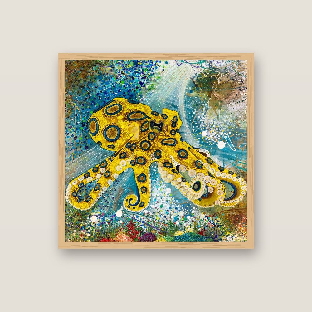 Blue Ring Dance blue-ringed octopus artwork by Australian artist Kerrie Grant