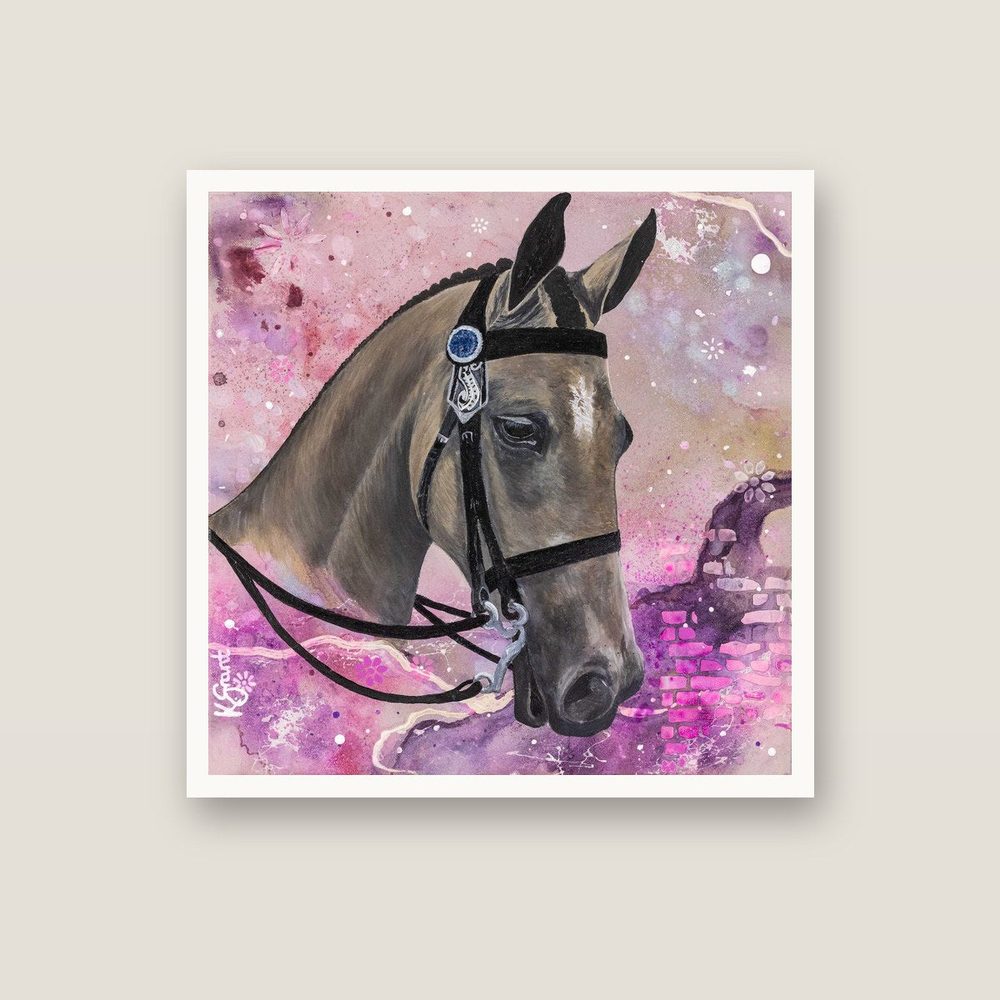 Blush & Bridle horse canvas print by Kerrie Grant in a white floating frame