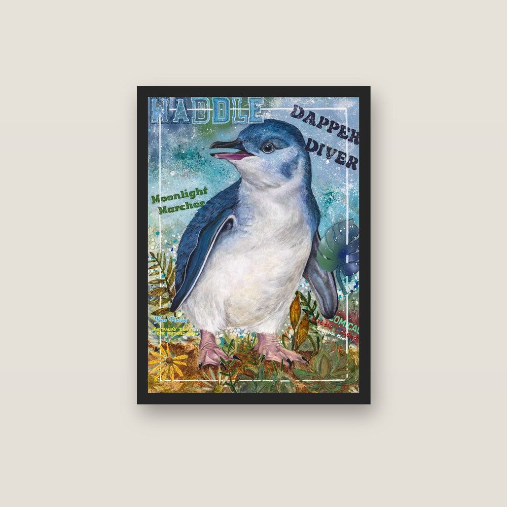 Dapper Diver canvas print by Kerrie Grant in a black floating frame