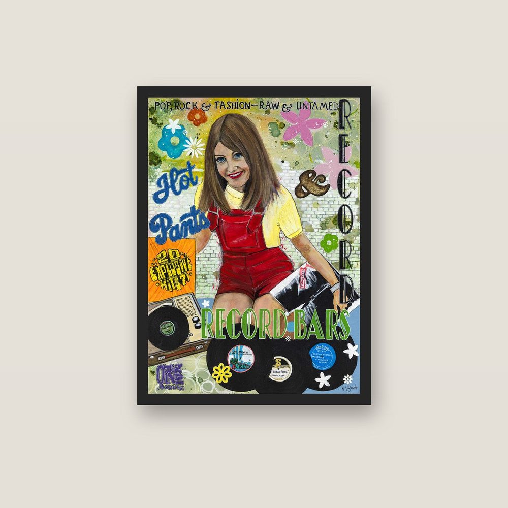 Hotpants & Record Bars canvas print by Kerrie Grant in a black floating frame