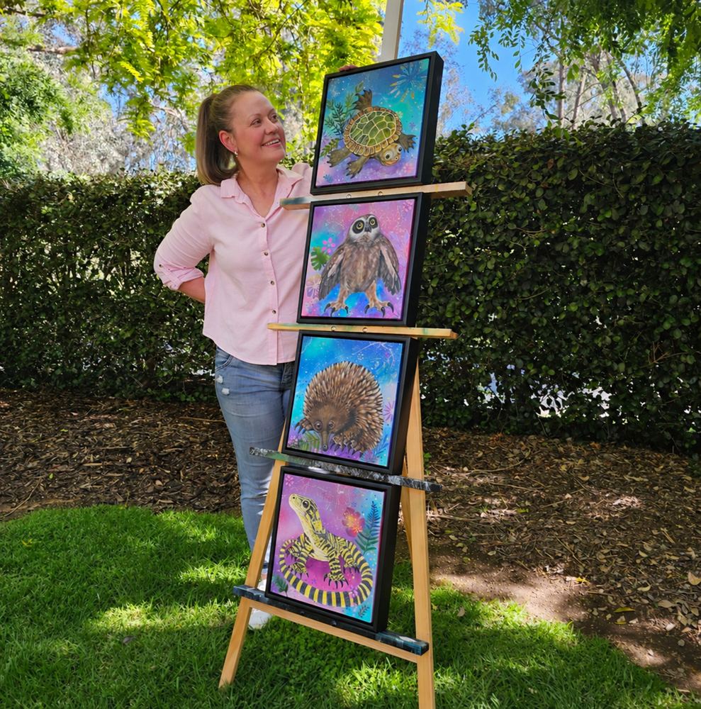 Creek Cruiser, original freshwater turtle painting by Australian artist Kerrie Grant