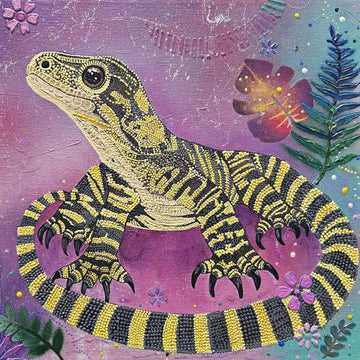 Lacey Lou, original lace monitor goanna painting by Australian artist Kerrie Grant