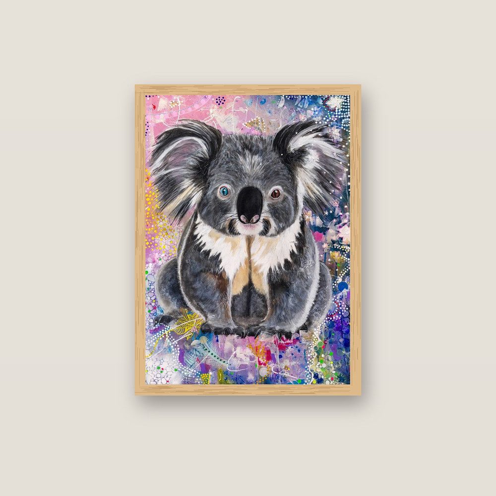 Sleepy Dreamer canvas print by Kerrie Grant in an oak floating frame
